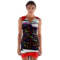 Color Tv Wrap Front Bodycon Dress