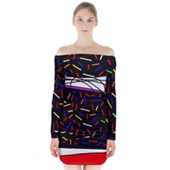 Color Tv Long Sleeve Off Shoulder Dress