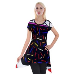 Color Tv Short Sleeve Side Drop Tunic