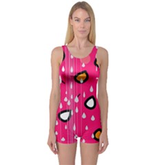 Rainy Day - Pink One Piece Boyleg Swimsuit by Moma