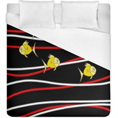 Five Yellow Fish Duvet Cover (king Size) by Valentinaart