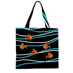 Five Orange Fish Zipper Grocery Tote Bag by Valentinaart