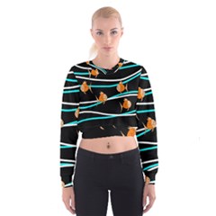 Five Orange Fish Women s Cropped Sweatshirt by Valentinaart