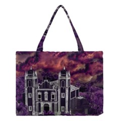 Fantasy Tropical Cityscape Aerial View Medium Tote Bag by dflcprints