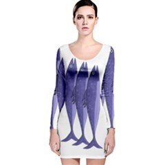 Mackerel  - Purple Long Sleeve Velvet Bodycon Dress by Valentinaart