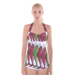 Mackerel Military 2 Boyleg Halter Swimsuit 