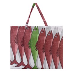 Mackerel Military 2 Zipper Large Tote Bag