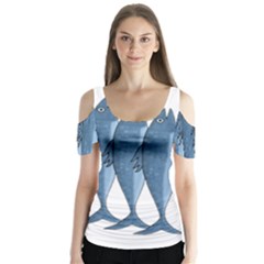 Mackerel Butterfly Sleeve Cutout Tee 