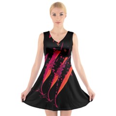 Red Fish V-neck Sleeveless Skater Dress by Valentinaart