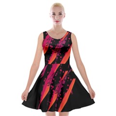 Red Fish Velvet Skater Dress