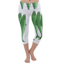 Mackerel - Green Capri Yoga Leggings