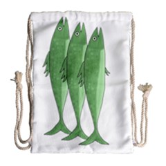 Mackerel - Green Drawstring Bag (large) by Valentinaart