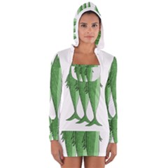 Mackerel - Green Women s Long Sleeve Hooded T-shirt by Valentinaart