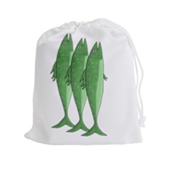 Mackerel - Green Drawstring Pouches (xxl) by Valentinaart