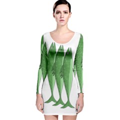 Mackerel - Green Long Sleeve Velvet Bodycon Dress