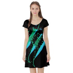 Green Fish Short Sleeve Skater Dress by Valentinaart