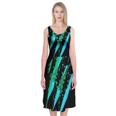 Green Fish Midi Sleeveless Dress