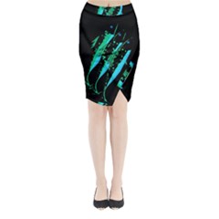 Green Fish Midi Wrap Pencil Skirt