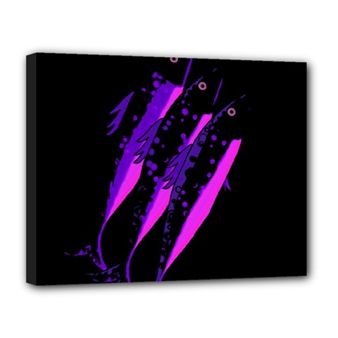 Purple Fish Canvas 14  X 11 