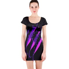 Purple Fish Short Sleeve Bodycon Dress