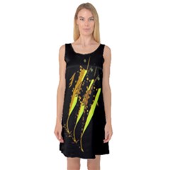 Yellow Fish Sleeveless Satin Nightdress