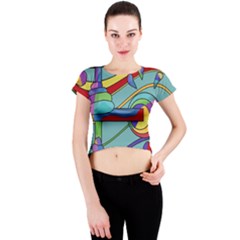 Abstract Machine Crew Neck Crop Top by Valentinaart