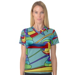 Abstract Machine Women s V-neck Sport Mesh Tee