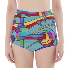 Abstract Machine High-waisted Bikini Bottoms by Valentinaart