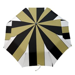 Black Brown Gold White Stripes Elegant Festive Stripe Pattern Folding Umbrellas by yoursparklingshop