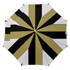 Black Brown Gold White Stripes Elegant Festive Stripe Pattern Straight Umbrellas by yoursparklingshop