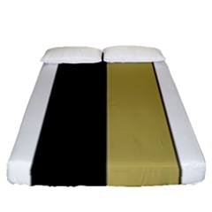 Black Brown Gold White Stripes Elegant Festive Stripe Pattern Fitted Sheet (queen Size)