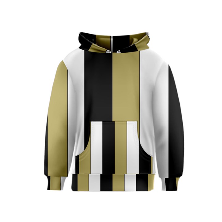 Black Brown Gold White Stripes Elegant Festive Stripe Pattern Kids  Pullover Hoodie