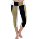 Black Brown Gold White Stripes Elegant Festive Stripe Pattern Capri Yoga Leggings View1