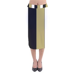 Black Brown Gold White Stripes Elegant Festive Stripe Pattern Velvet Midi Pencil Skirt by yoursparklingshop