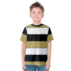 Black Brown Gold White Horizontal Stripes Elegant 8000 Sv Festive Stripe Kids  Cotton Tee