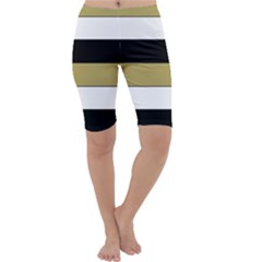 Black Brown Gold White Horizontal Stripes Elegant 8000 Sv Festive Stripe Cropped Leggings 