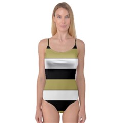 Black Brown Gold White Horizontal Stripes Elegant 8000 Sv Festive Stripe Camisole Leotard 