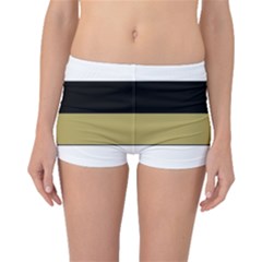 Black Brown Gold White Horizontal Stripes Elegant 8000 Sv Festive Stripe Boyleg Bikini Bottoms