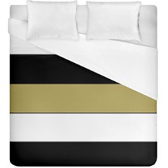 Black Brown Gold White Horizontal Stripes Elegant 8000 Sv Festive Stripe Duvet Cover (king Size)