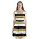 Black Brown Gold White Horizontal Stripes Elegant 8000 Sv Festive Stripe Split Back Mini Dress  View1