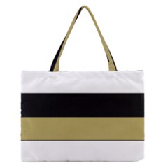 Black Brown Gold White Horizontal Stripes Elegant 8000 Sv Festive Stripe Medium Zipper Tote Bag by yoursparklingshop