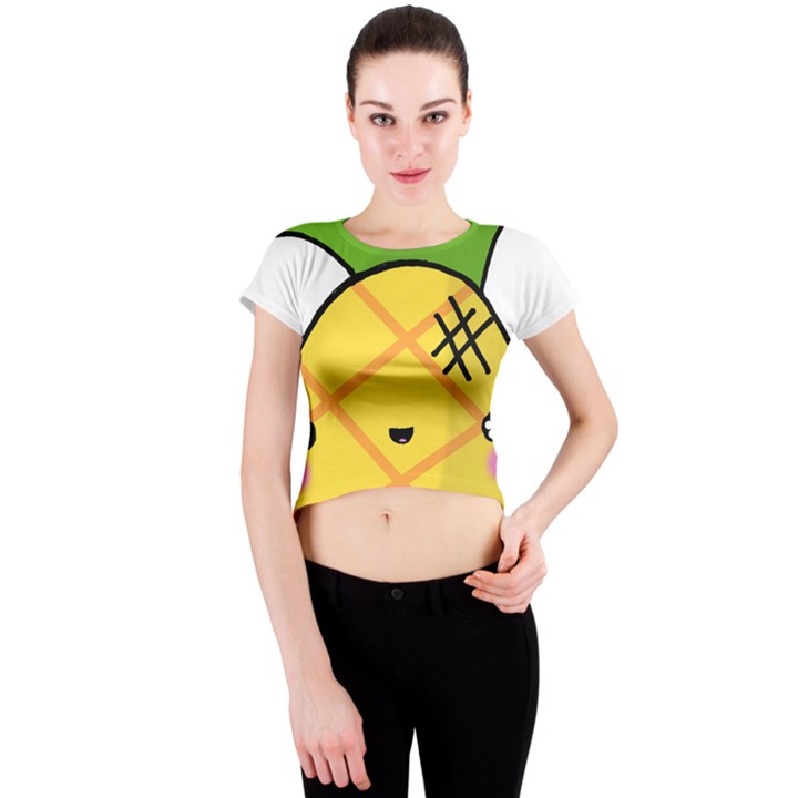 Kawaii Pineapple Crew Neck Crop Top