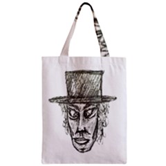 Man With Hat Head Pencil Drawing Illustration Zipper Classic Tote Bag