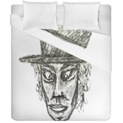 Man With Hat Head Pencil Drawing Illustration Duvet Cover Double Side (california King Size)