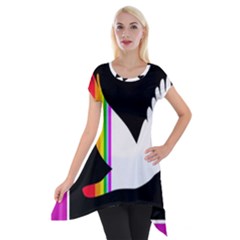 Bird Short Sleeve Side Drop Tunic