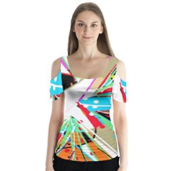 Colorful Big Bang Butterfly Sleeve Cutout Tee 