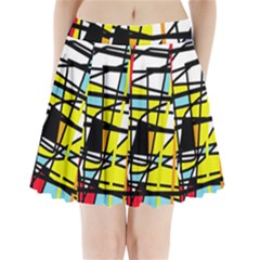 Casual Abstraction Pleated Mini Skirt