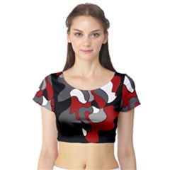 Creative Spot - Red Short Sleeve Crop Top (tight Fit) by Valentinaart