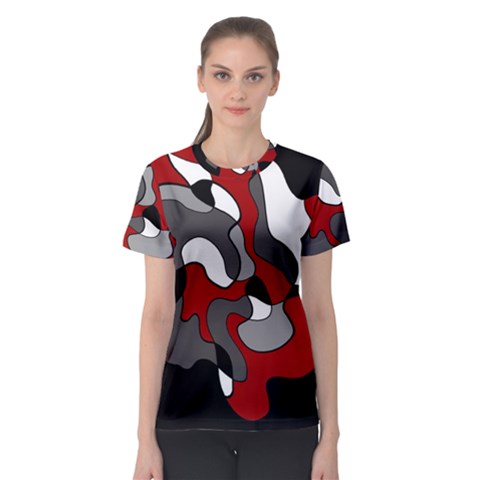 Creative Spot - Red Women s Sport Mesh Tee by Valentinaart