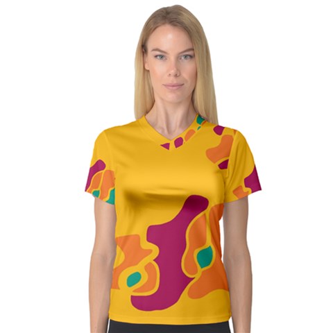 Colorful Creativity Women s V-neck Sport Mesh Tee by Valentinaart